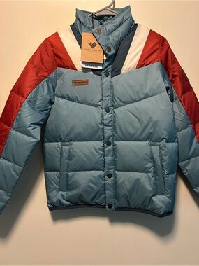 Obermeyer BENJI down jacket Light Blue Red Colorblock Puffer kids insulator
